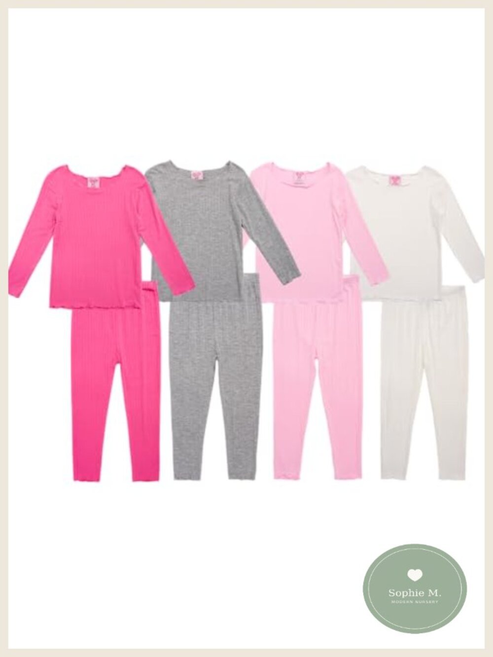 Baby Girls 8 Piece Ribbed Pajama Set Sleepwear Shorts Set